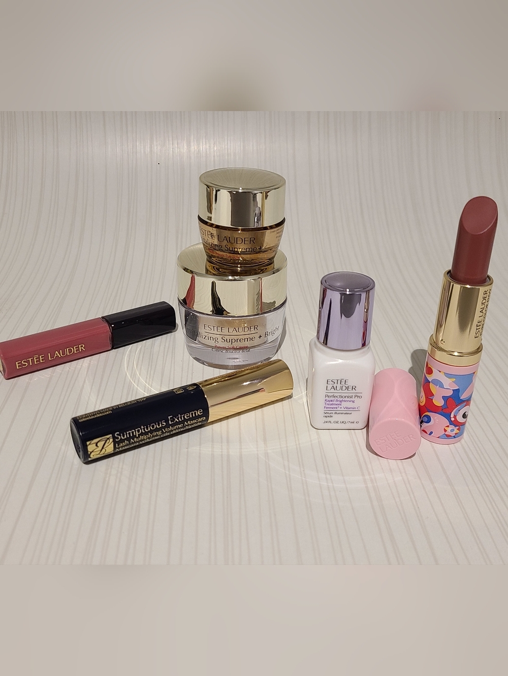 6 Piece Estee Lauder Mascara & Lip Color Set With Gift Bag